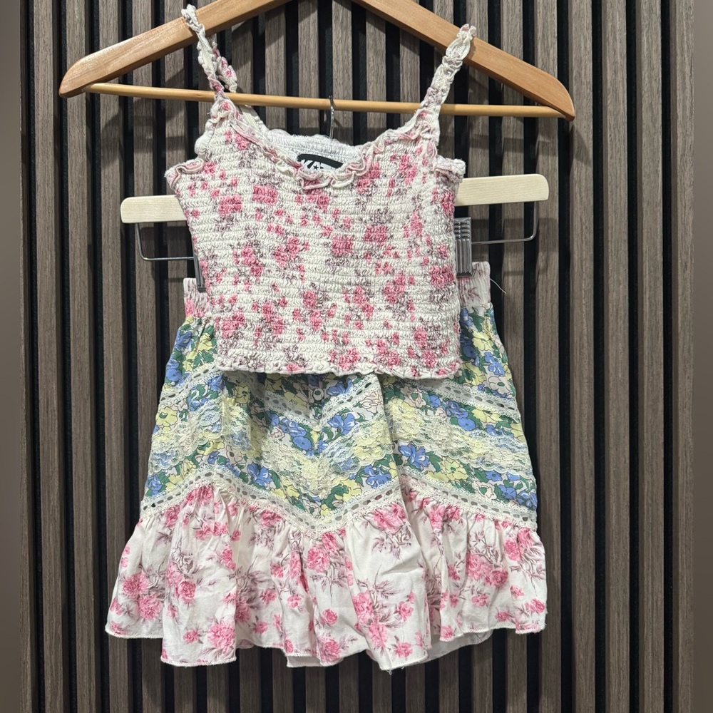 Katie J NYC Girls Floral Ruffle Two-Piece set, size L